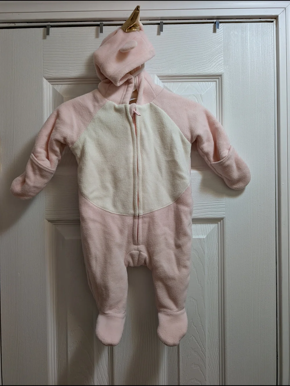 Old Navy Pink and Cream Plush Unicorn Footie One-Piece